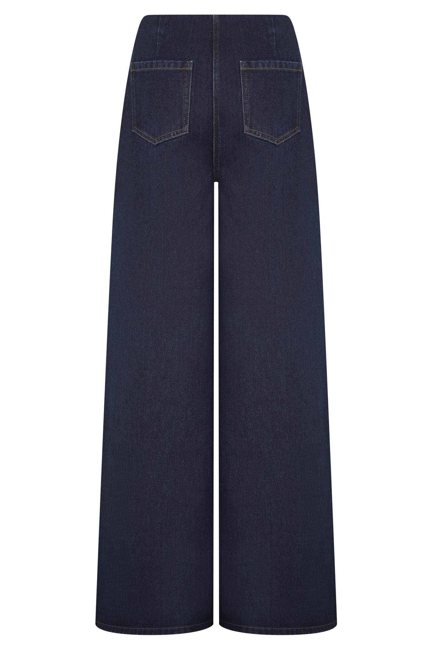 Blue Faux Suede Belted Denim Wide Leg Jeans