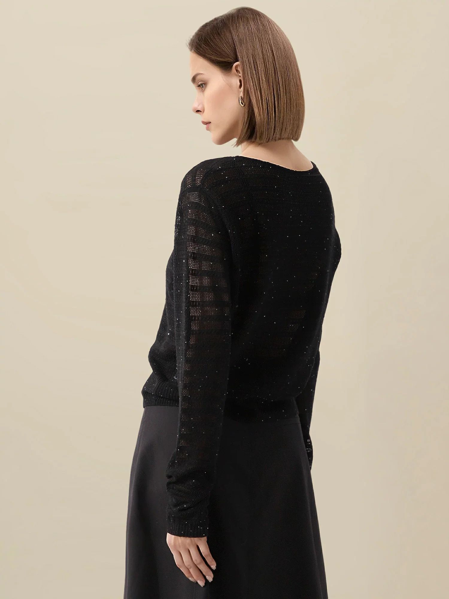 Linen & Lyocell V-Neck Long Sleeve Cardigan