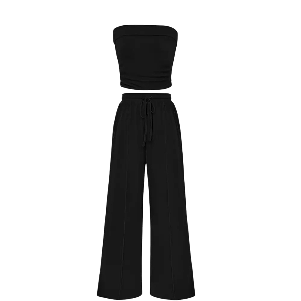 Women’s Ribbed Tube Top & Wide-Leg Pants Set