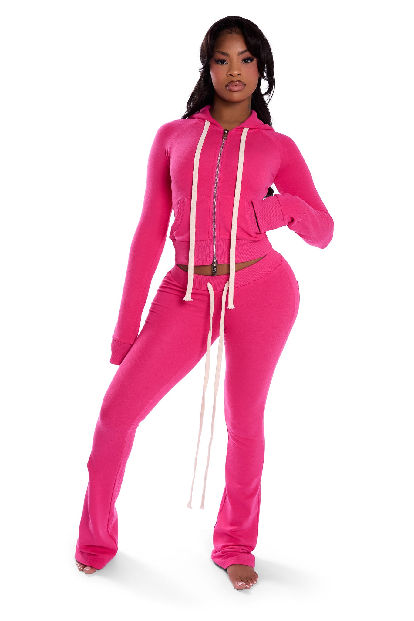 BODY KNITWEAR ZIP HOODIE (MAGENTA)