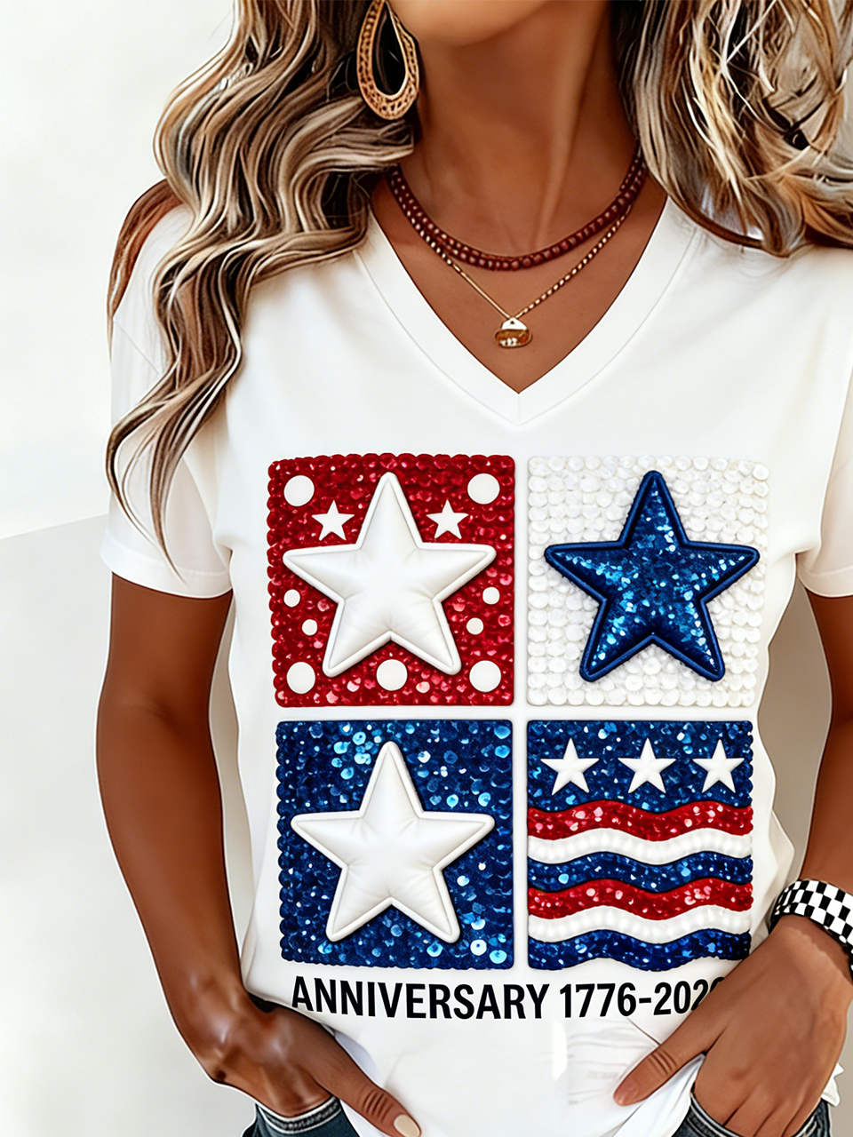 Cotton Letter Pattern Elegant T-Shirt