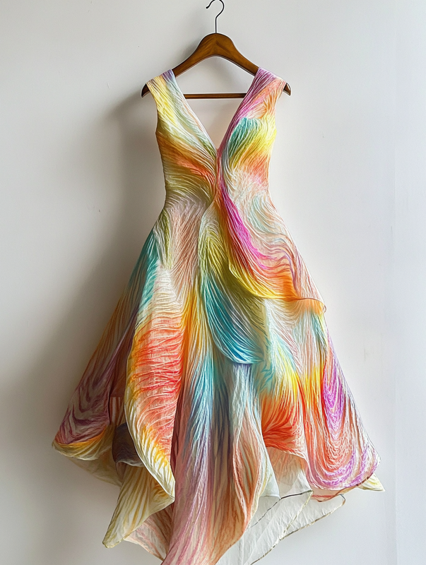 Summer Rainbow Textured Dress 571a