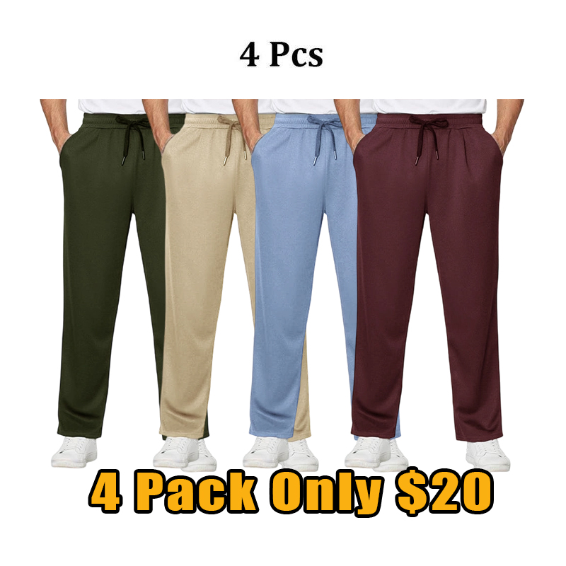 Men’s Relaxed Drawstring Casual Pants Set (4-Pack)