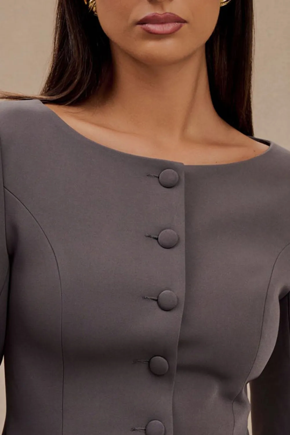 Daily Boat Neck Suiting Mini Dress