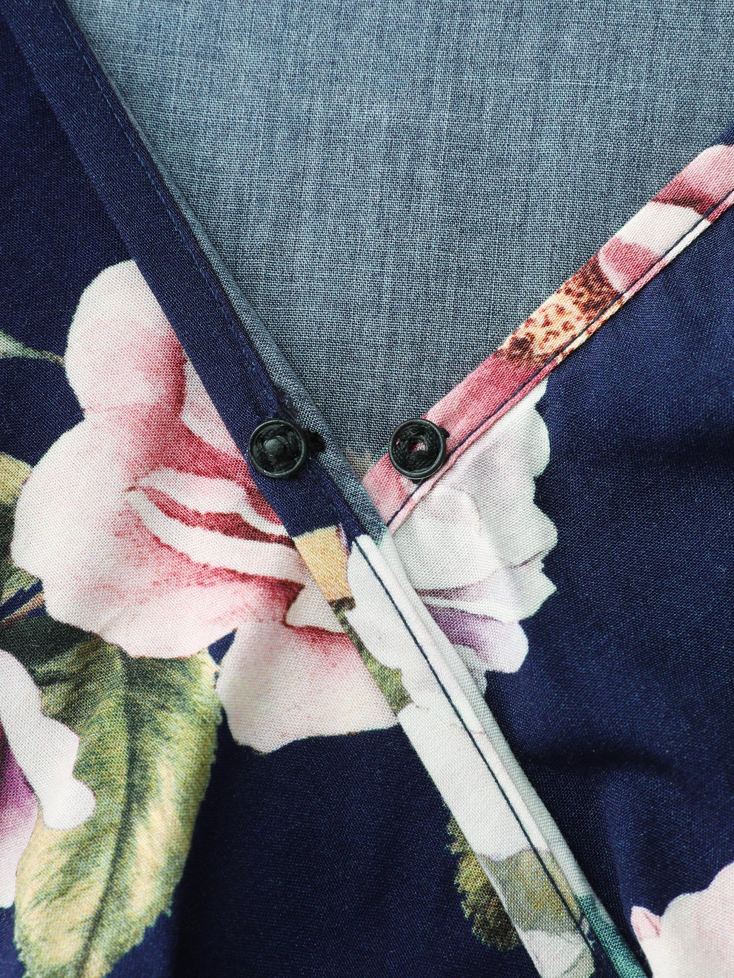 Romantic Floral Print High Slit Maxi Dress