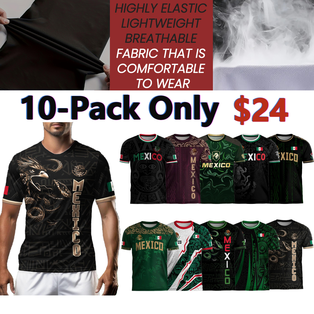 Mexico World Cup Short Sleeve T-Shirt, Breathable Quick-Dry Sports Fabric, Casual Fitted Ombre Design, Unisex Long Tee for All Seasons, Athletic Sports Clothing
