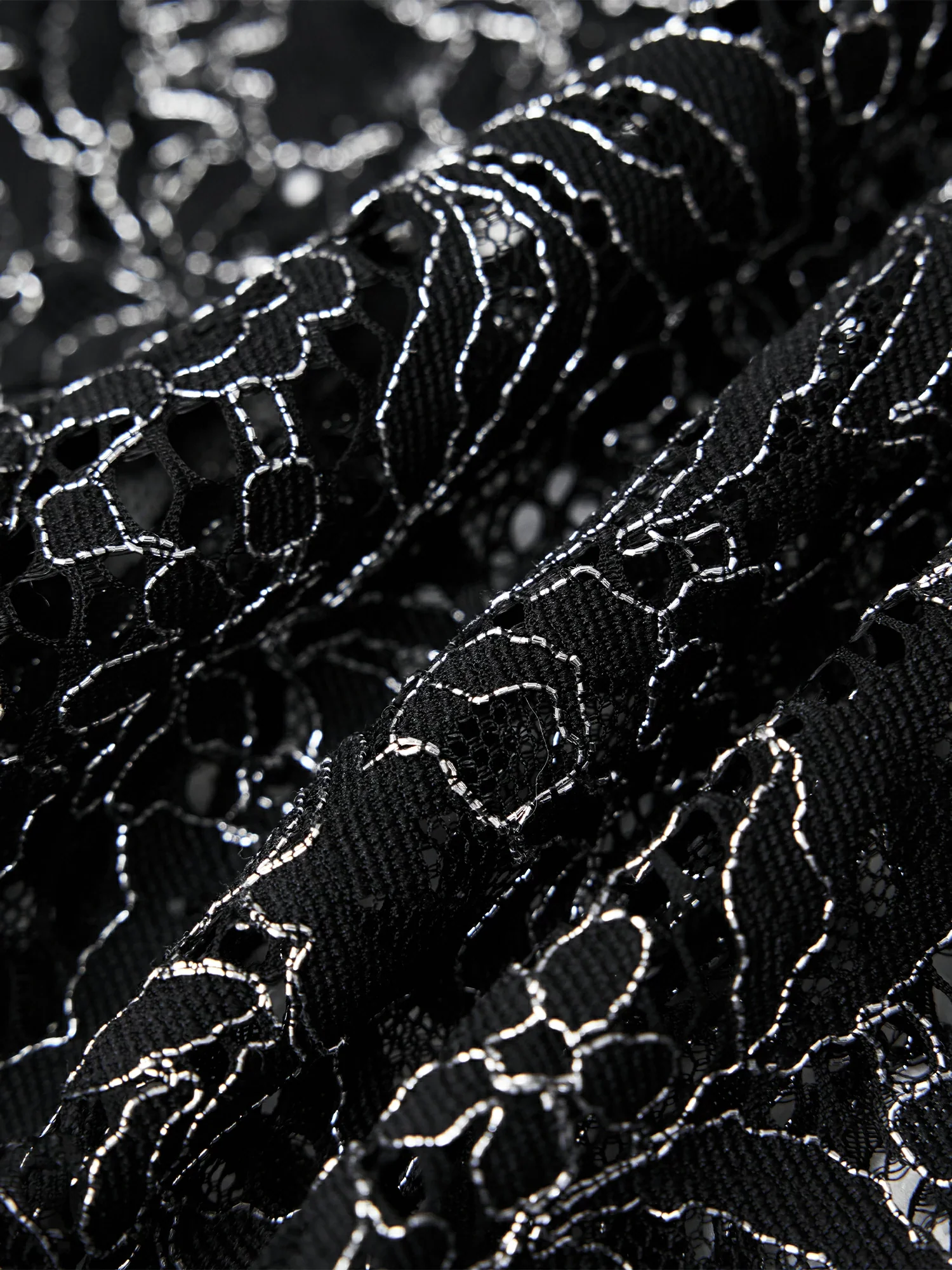 Silver Metallic Lace Cami Fishtail Dress