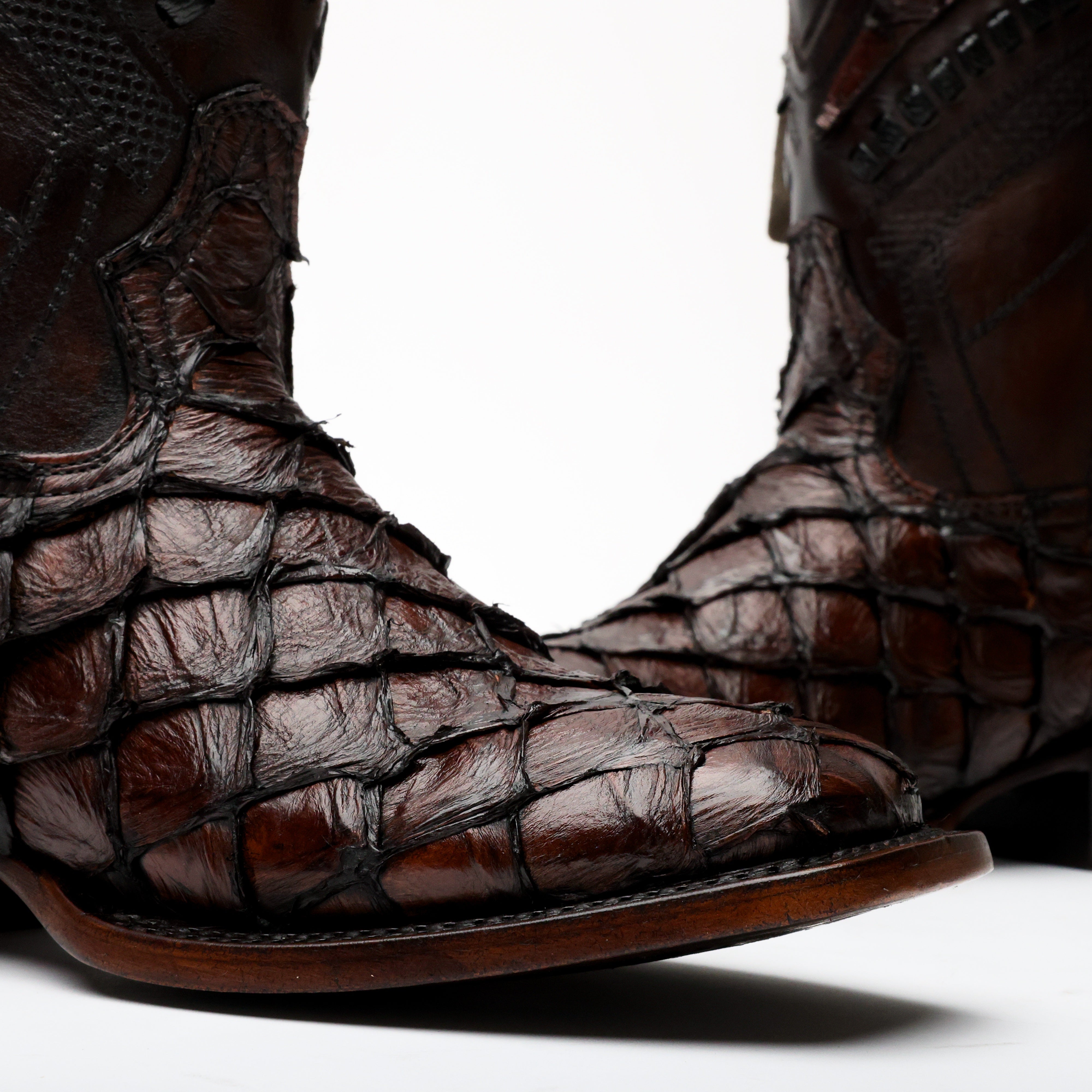 AUTHENTIC Brown Pirarucu Boots - Square Toe