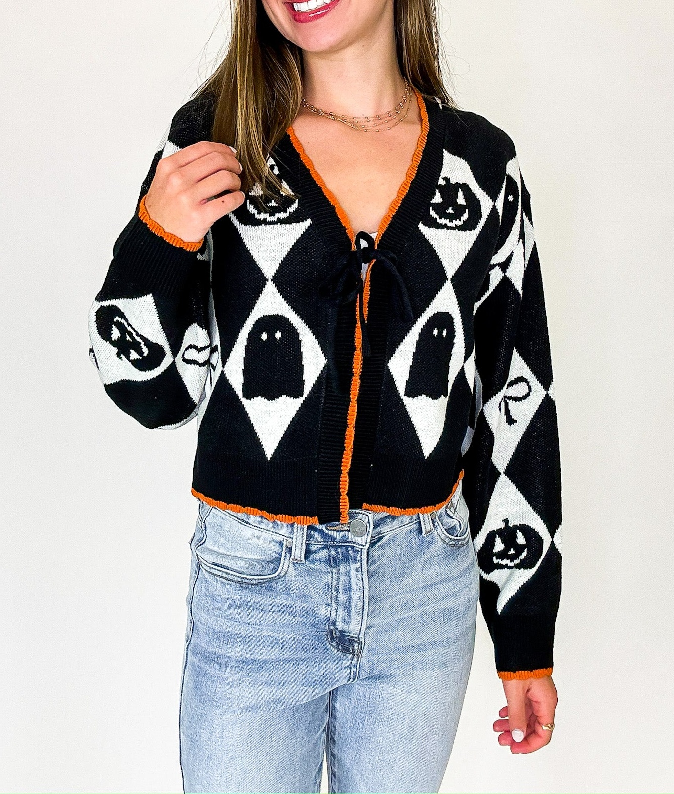 Ghoul Grid Argyle Knit Cardigan - FINAL SALE