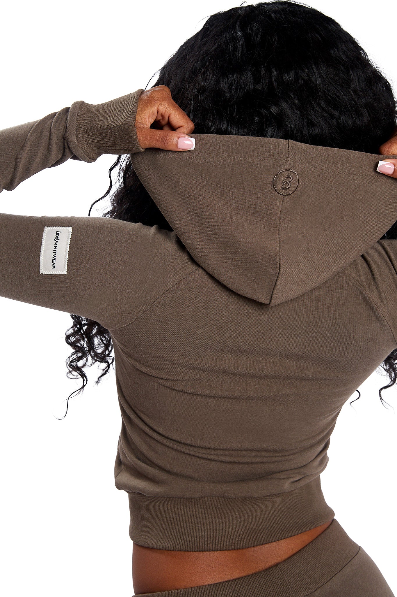 BODY KNITWEAR ZIP HOODIE (CHOCOLATE MOUSSE)