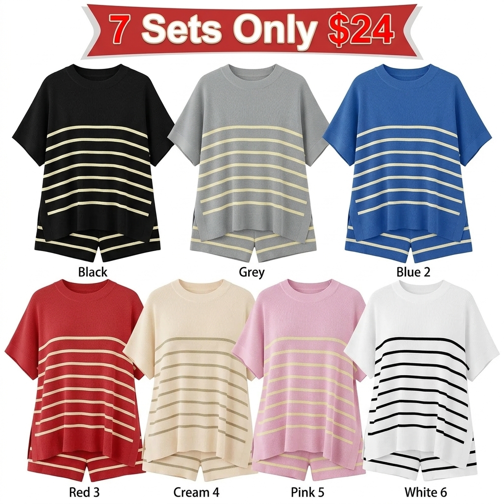 Women's Oversized Stripe Lounge Set