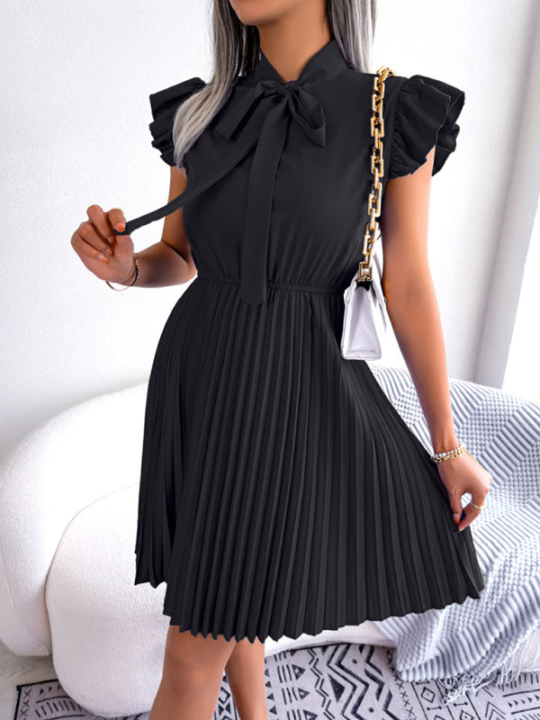 Temperament Lace-Up Waist Pleated Skirt