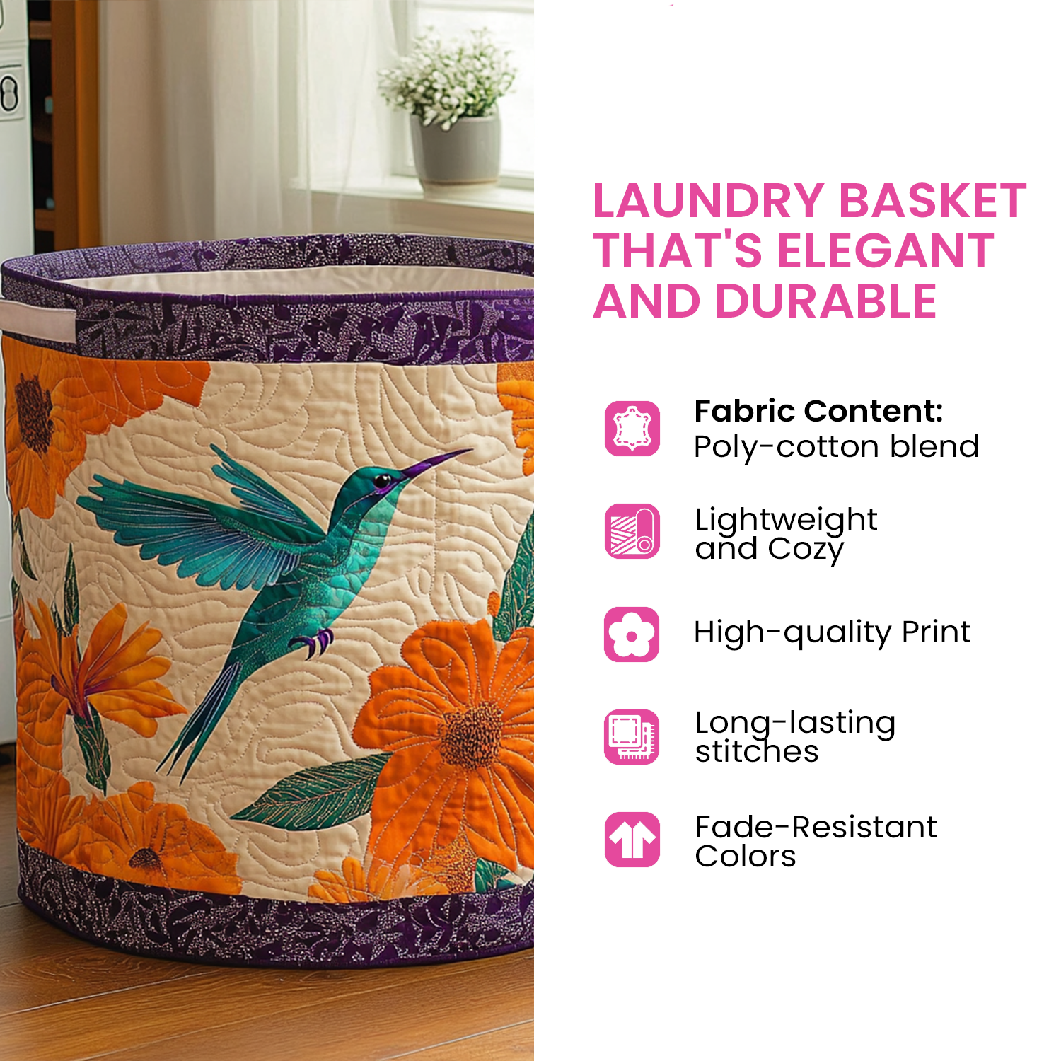 Cozy Cat Gathering Quilted Laundry Basket