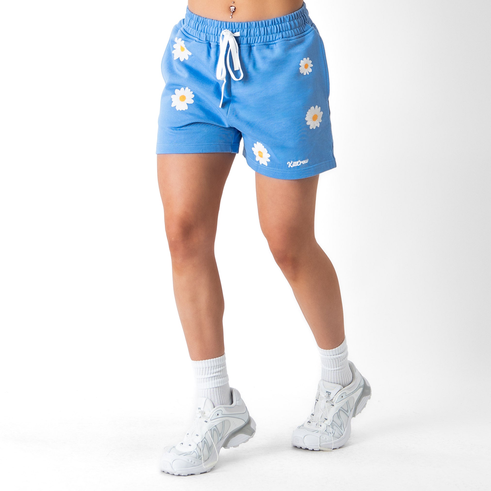 COTTON SHORTS (MID THIGH CUT) DAISY - BLUE