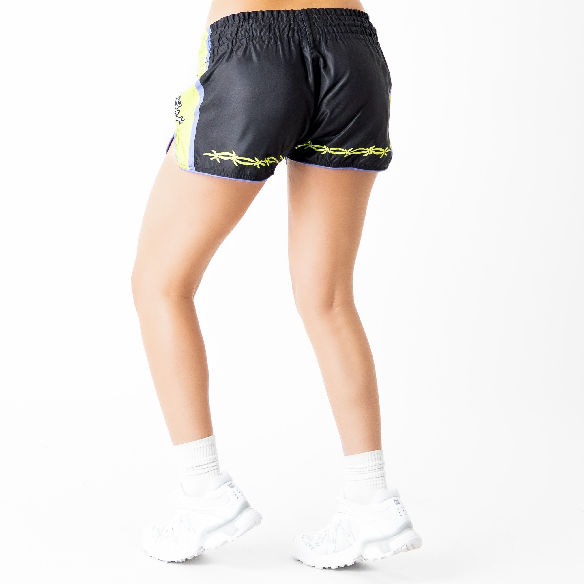 RETRO THAI FIGHT SHORTS - BLACK / GREEN