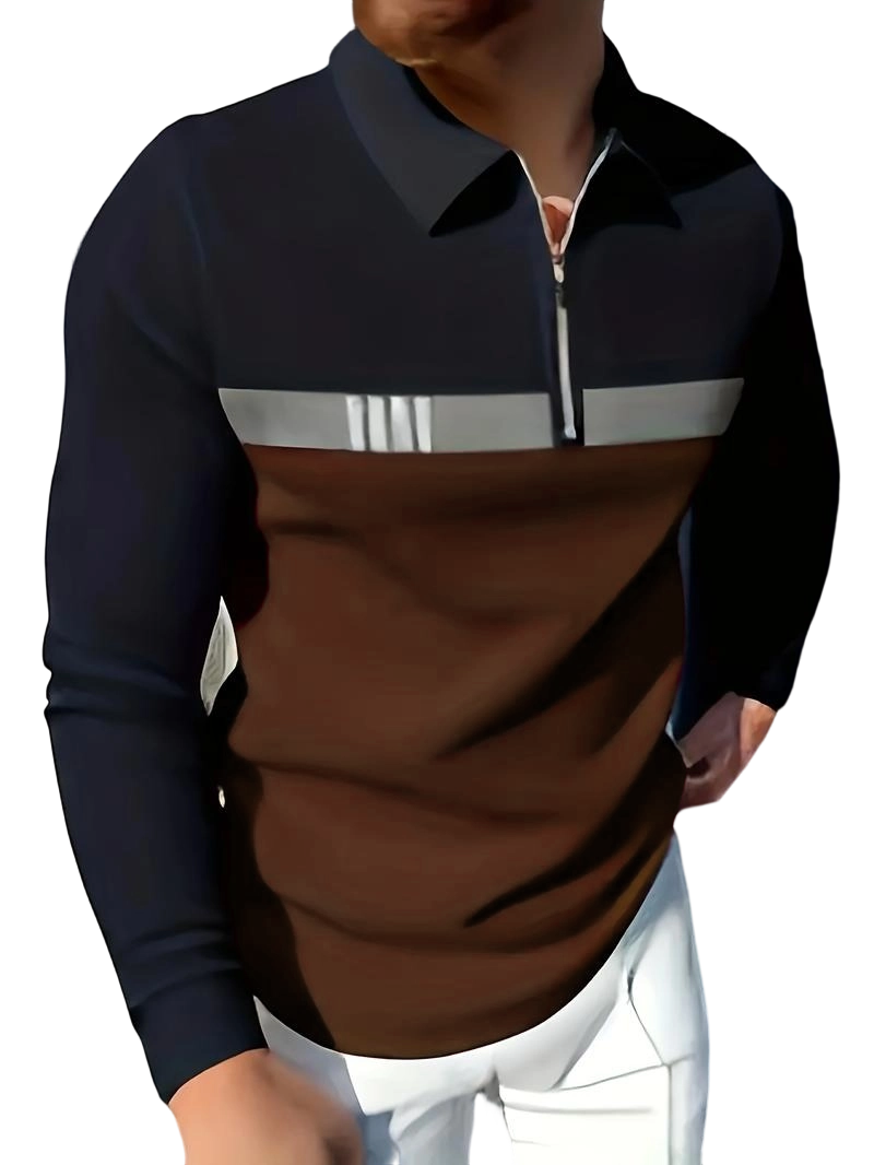 Men's fashionable stand up collar long sleeved zipper collar shirt