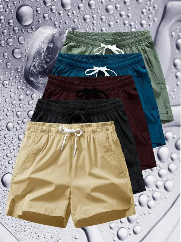 Men's Zipper Pocket Casual Shorts – Drawstring Waist, All-Season Wear