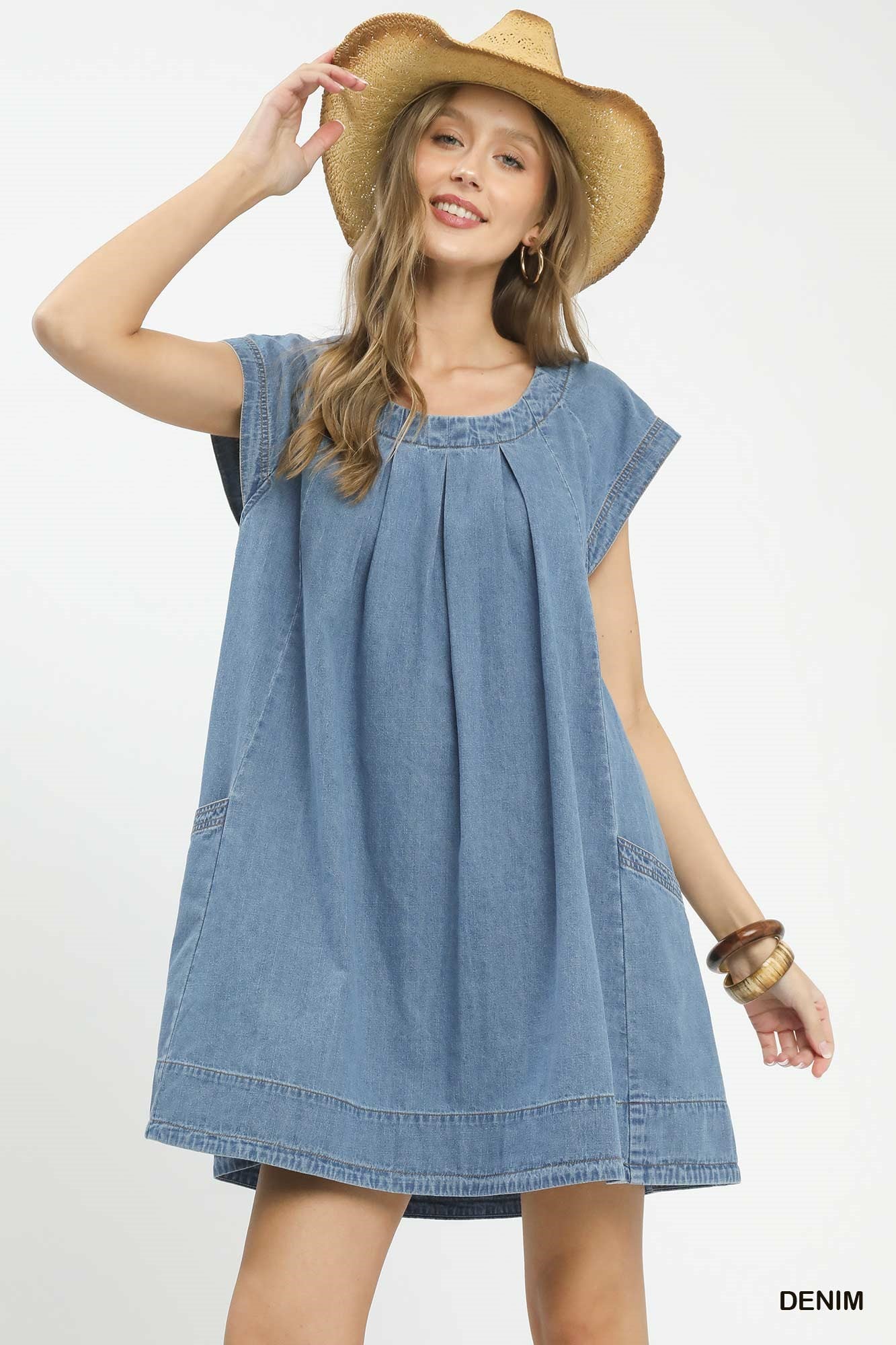 Umgee Stone Washed Denim Mini Dress