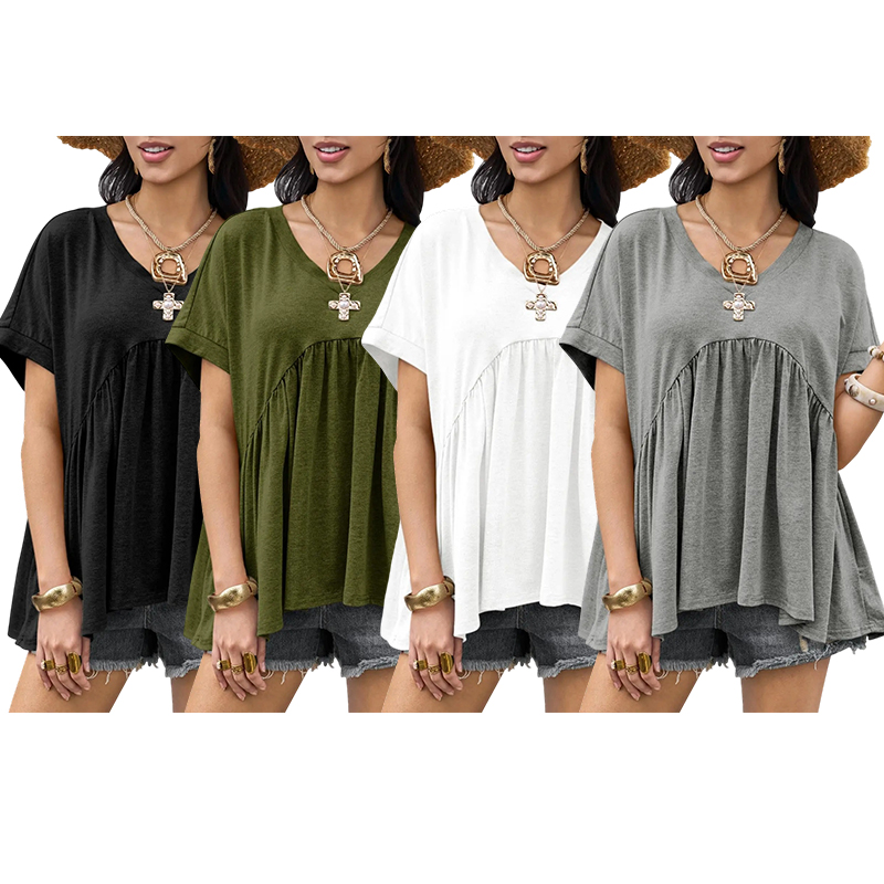 Women's Summer V-Neck Peplum Top