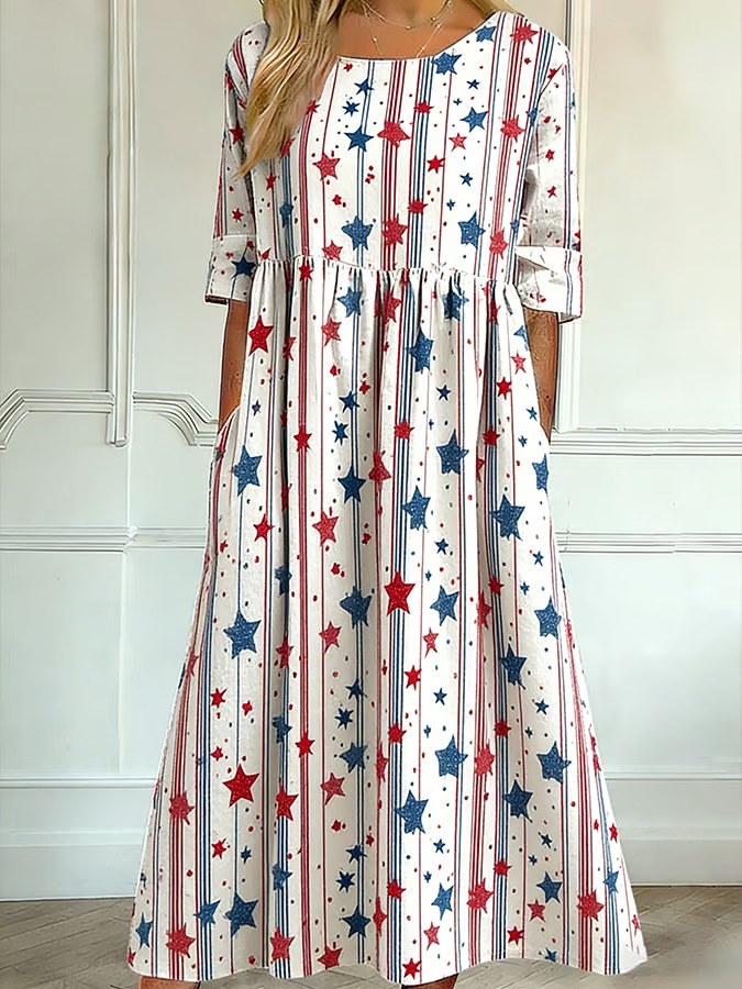 Women's 250th Anniversary Print Five-Sleeve Dress