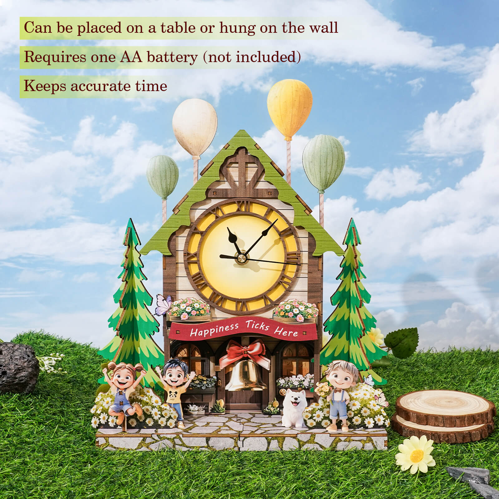 Balloon Cabin â€“ DIY Wooden Clock, 3D Puzzle Craft Kit