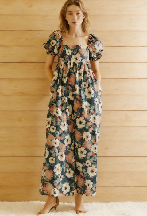 Adrianna Blue Floral Jumpsuit