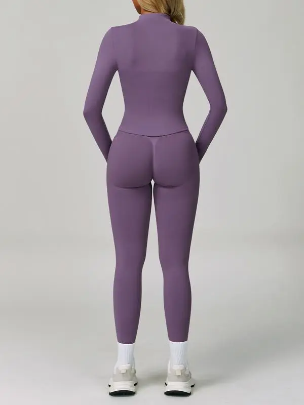 Women Quick-Dry Running Yoga 3-Piece Jacket Leggings Set