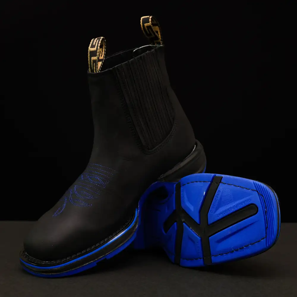 Black Leather Botin With Lightweight Soles - Square Toe