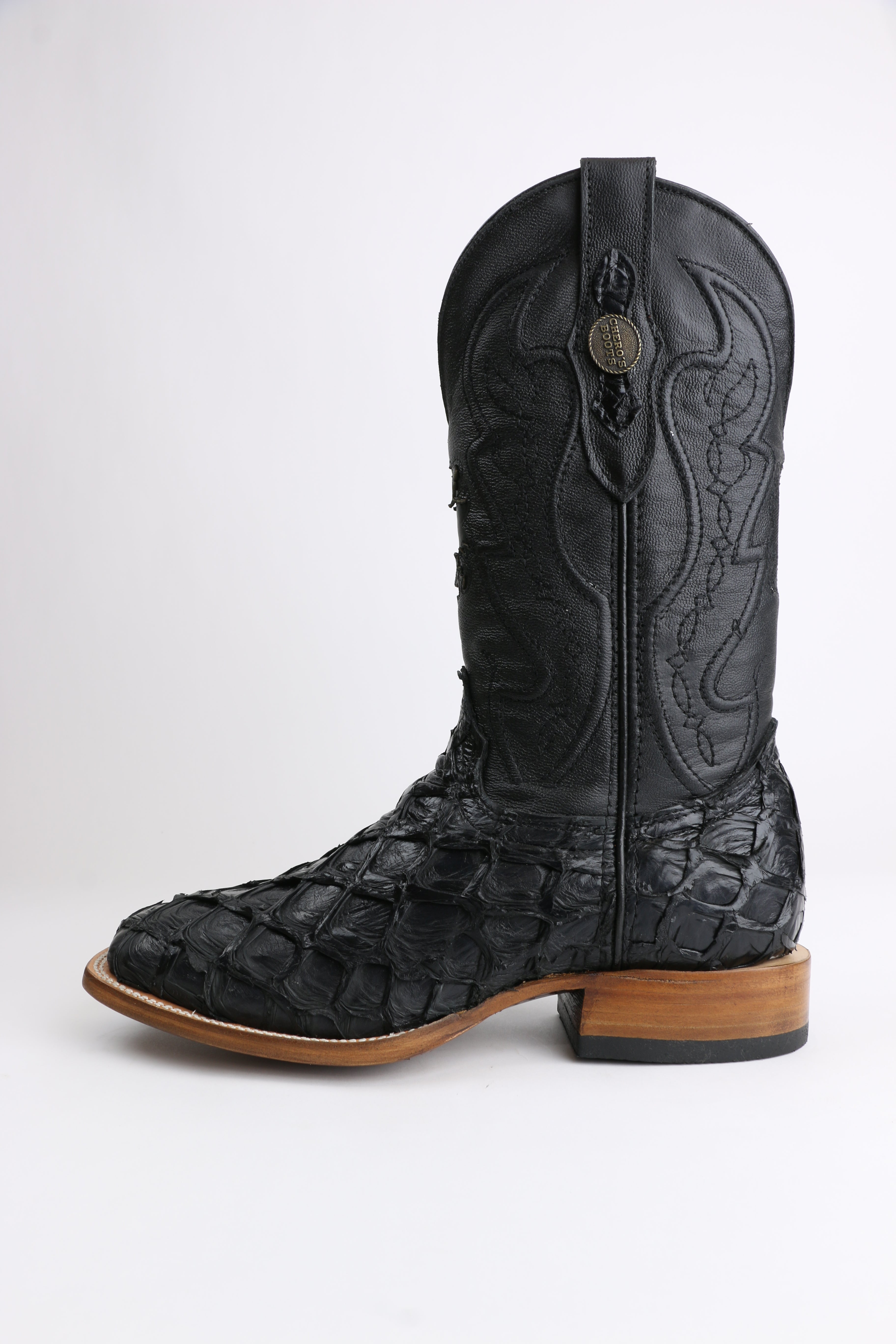 Chero's Premium Exotic Pirarucu Gloss Black Clearance Sale 70%OFF