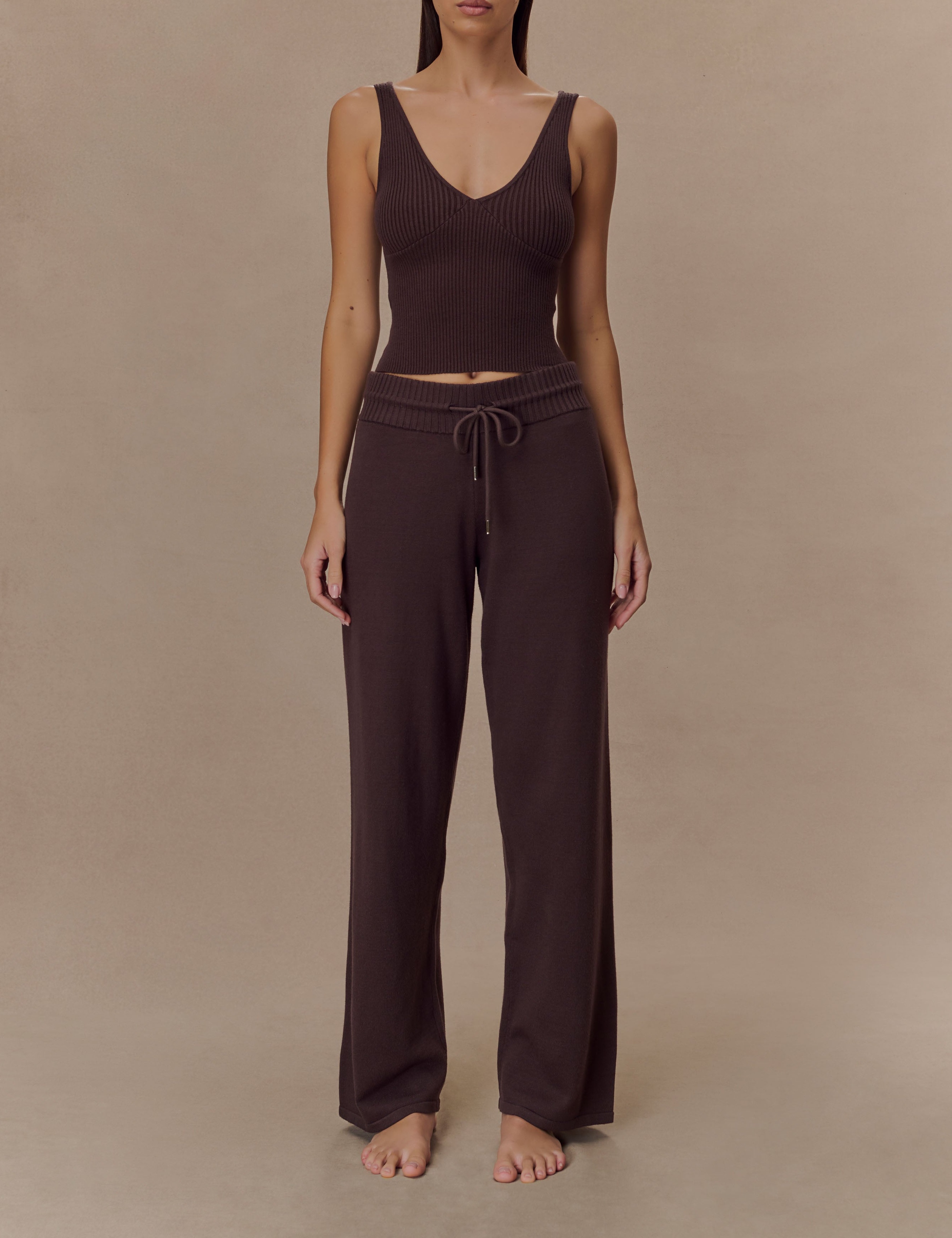 Chocolate Ribbed Knit Cami Top