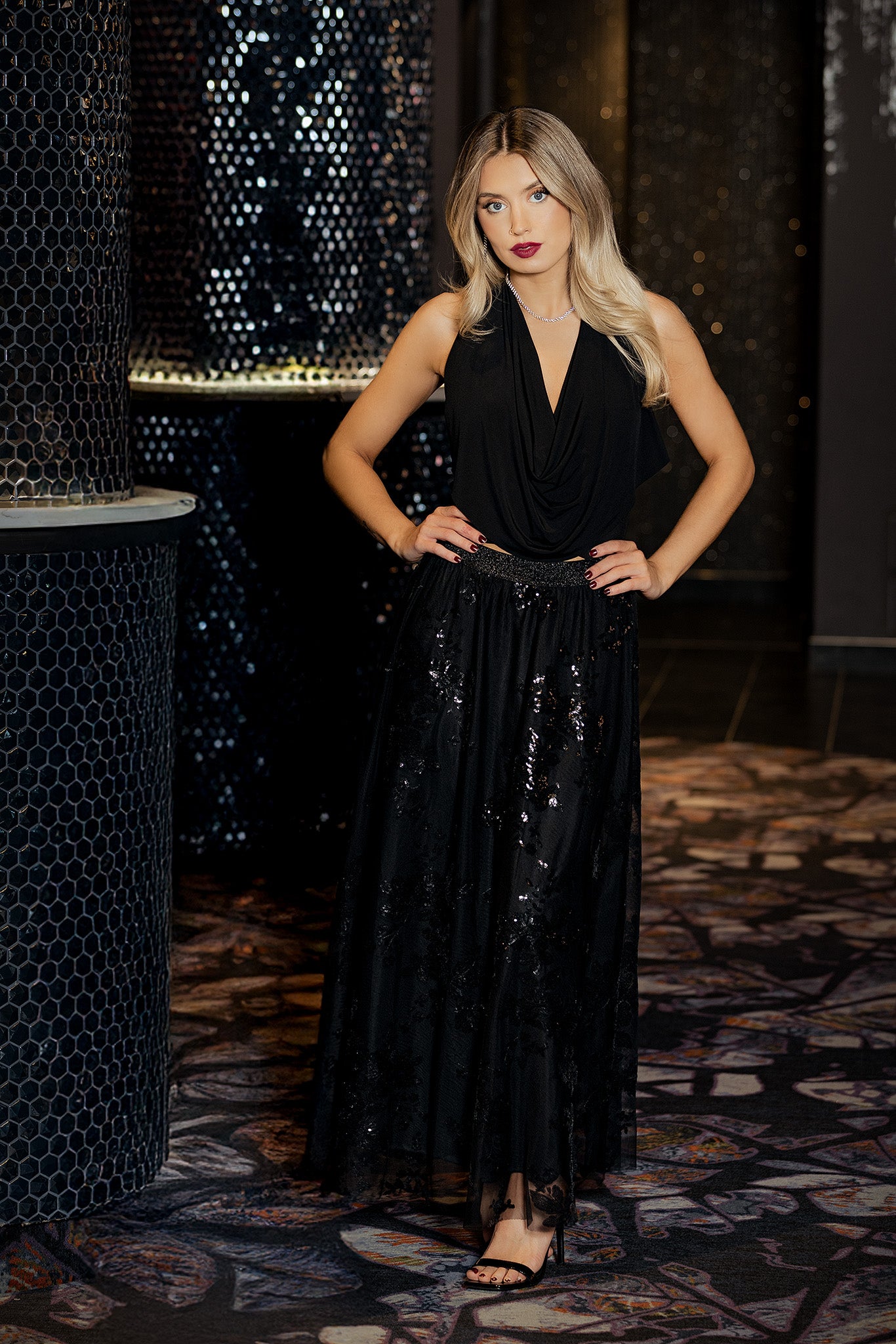 Sequin Mesh Maxi Skirt