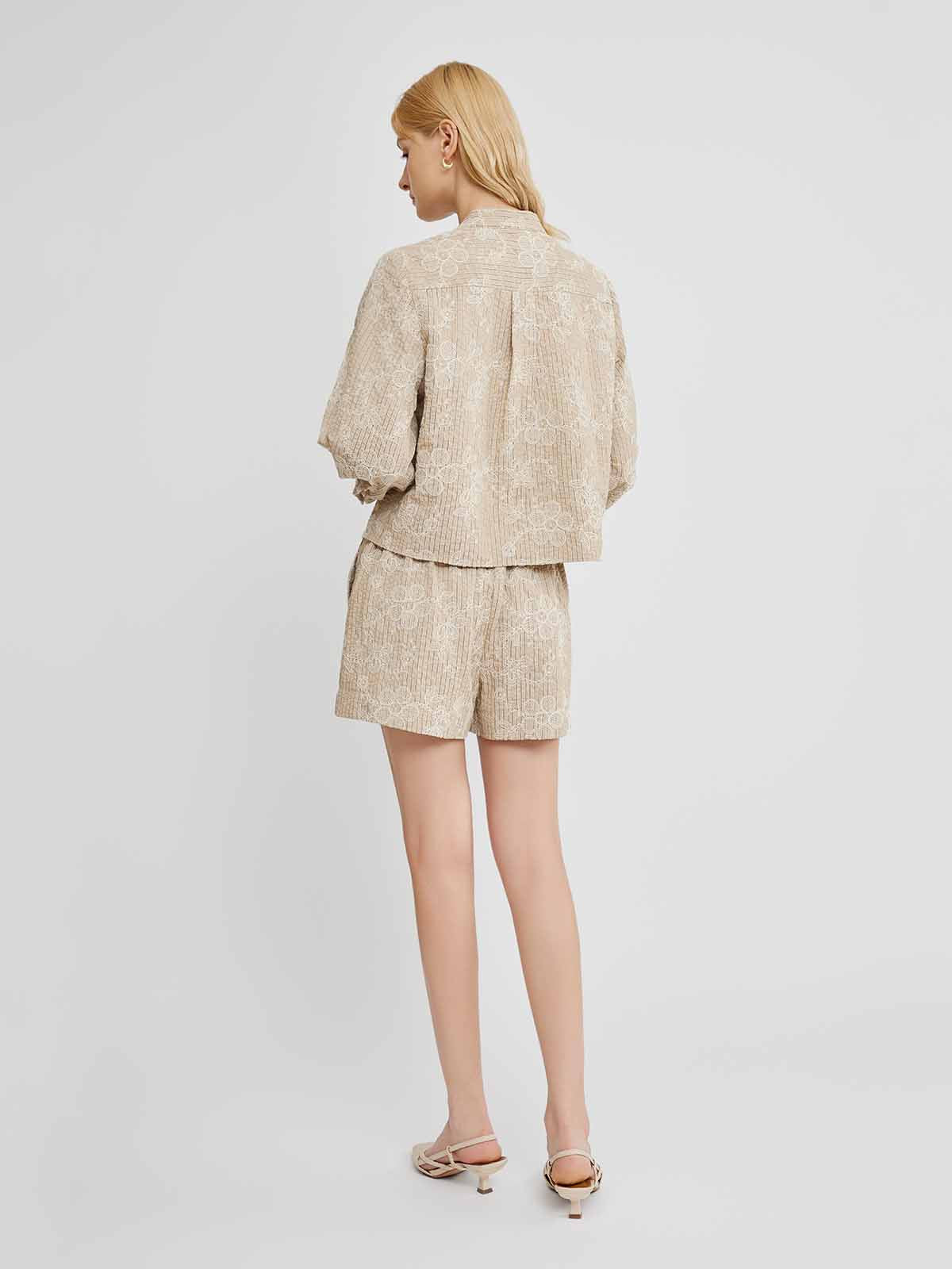 ASOBIO Stand-Collar Puff-Sleeve Shirt