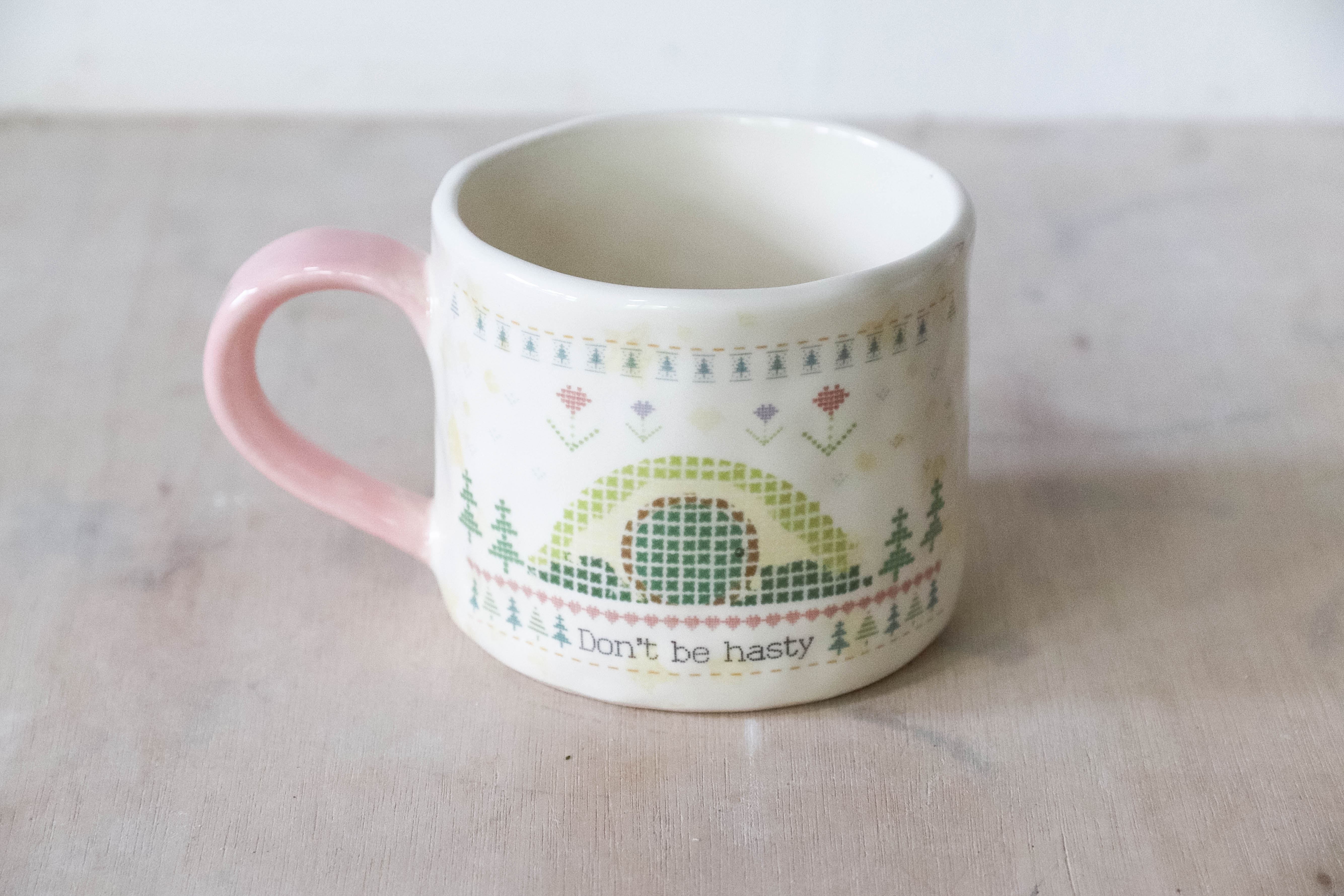 Don't Be Hasty Pink Mug Medium