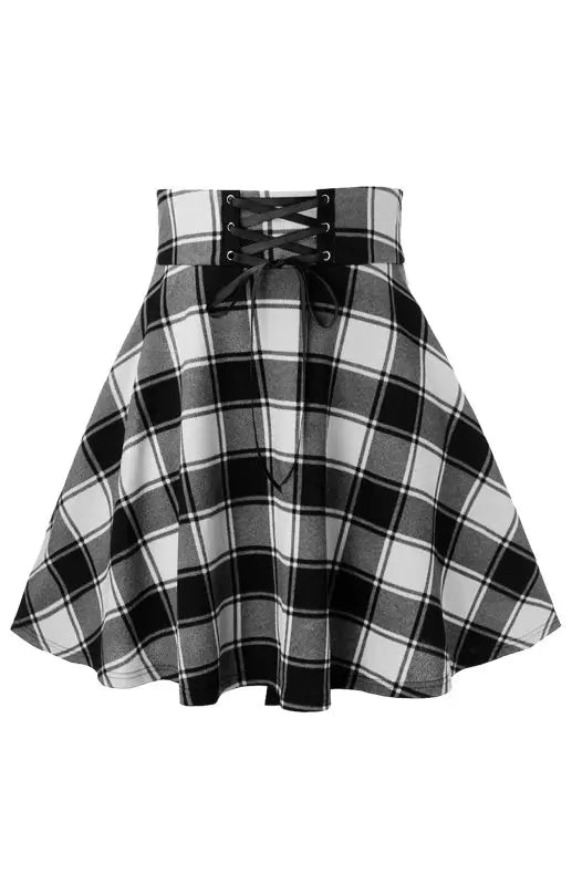 A-Line Plaid Print Mini Skirt
