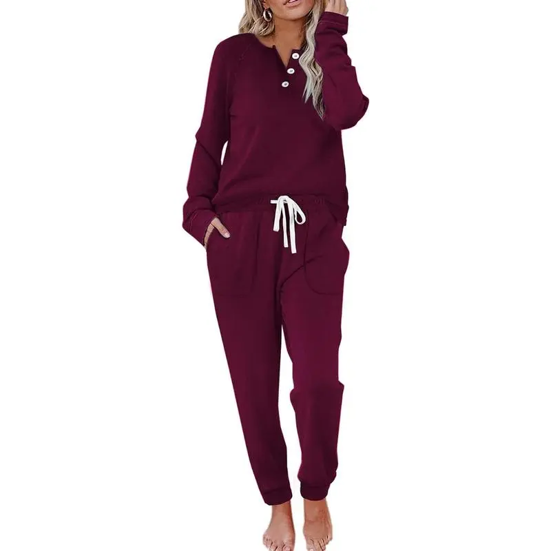Two Piece Outfits for Women Lounge Sets Button Down Sweatshirt