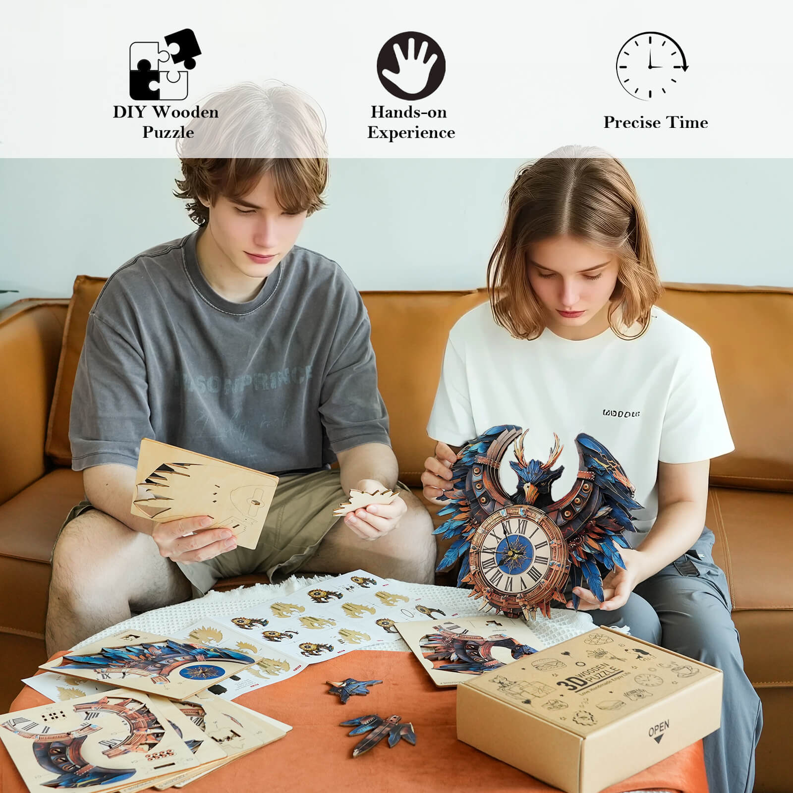 Thunderbirdâ€“ DIY Wooden Clock, 3D Puzzle Craft Kit