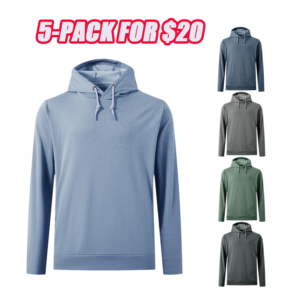 Men’s Solid Color Lightweight Golf Hoodie, 4-Way Stretch Breathable Dry Fit Pullover, Athletic Casual Fall Fashion drawstring sweatshirt Menswear Tops