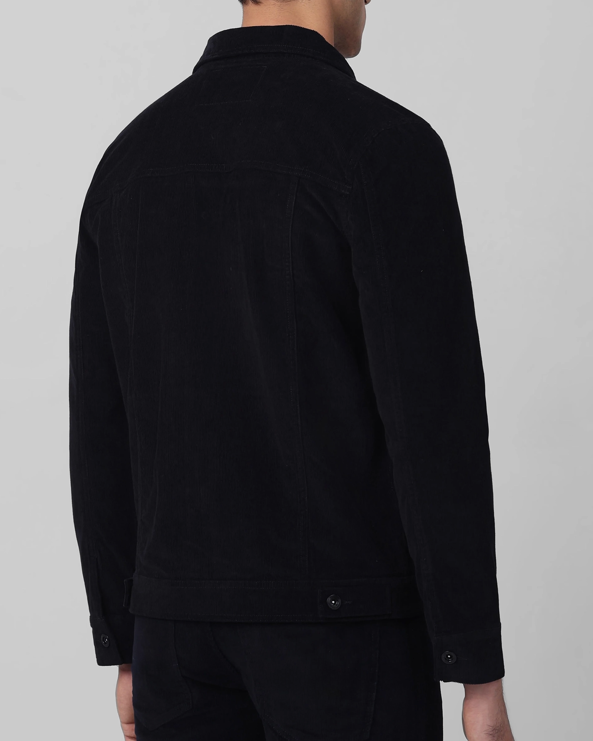 Versatile Comfortable Slim-Fit Navy Corduroy Jacket