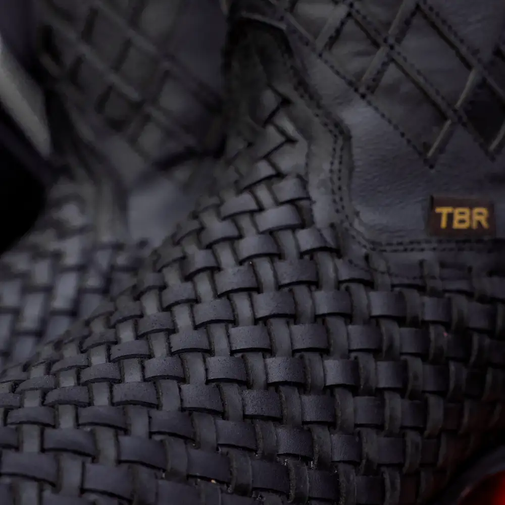 Black Basketweave Leather Boots - Square Toe