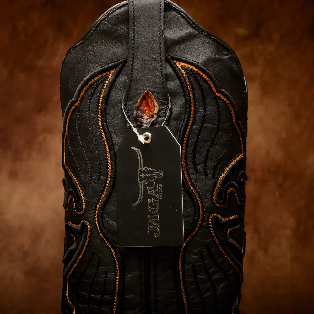 Cognac Jumbo Pirarucu Leather Boots - Square Toe