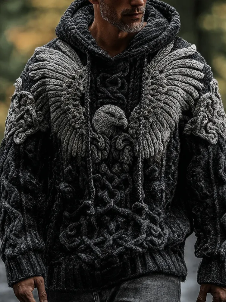 Men's Viking-style Winter Warm Hooded Knitted Sweater