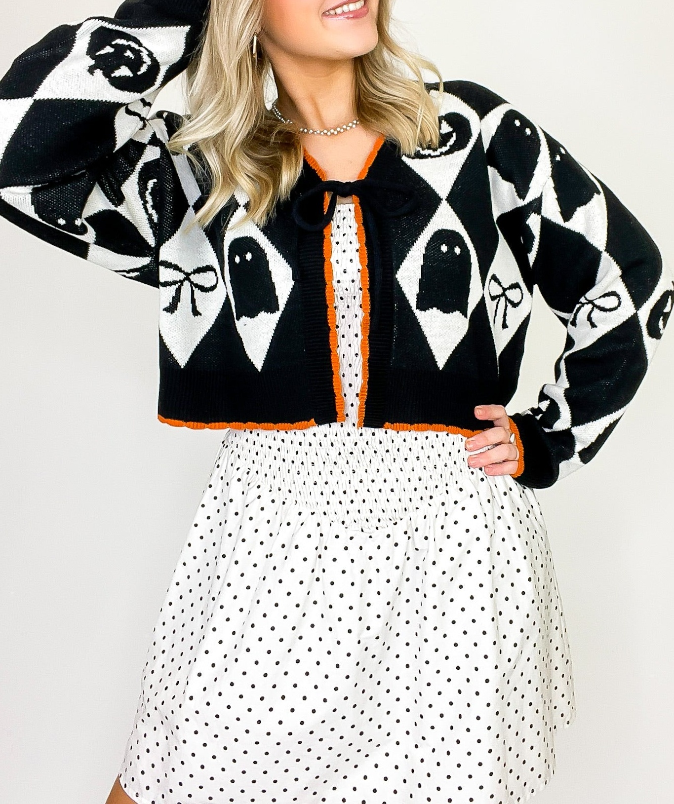 Ghoul Grid Argyle Knit Cardigan - FINAL SALE