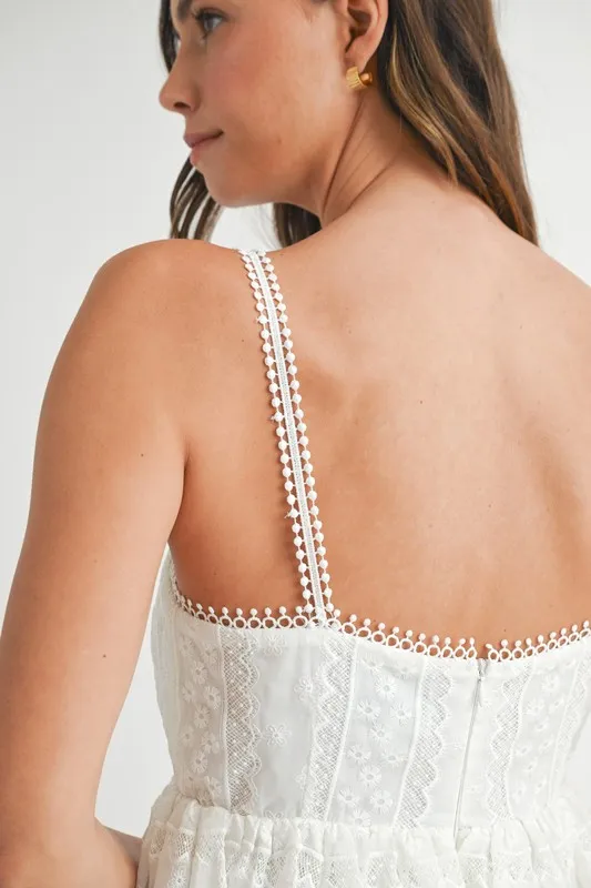 Eyelet Lace Babydoll Mini Cami Dress