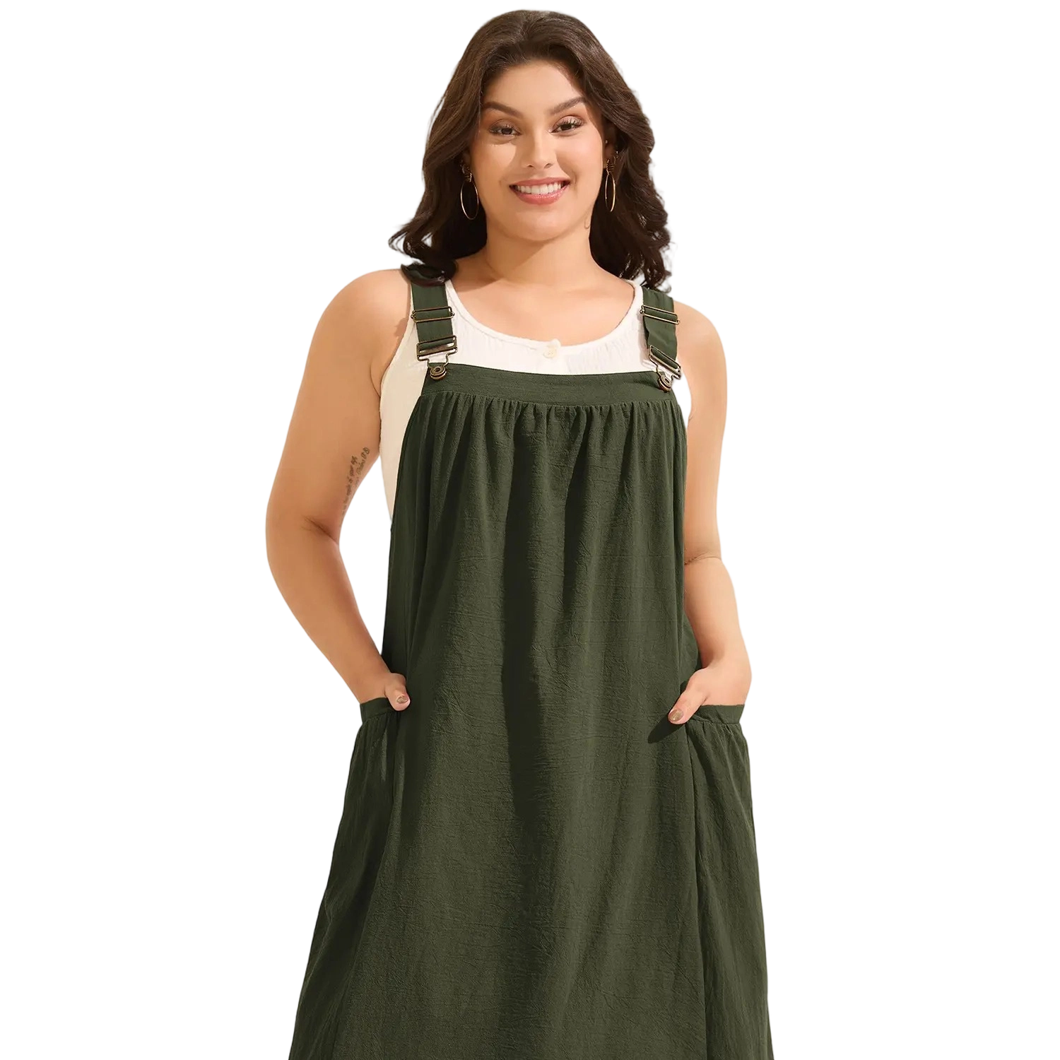 【Summer Turn-Up】【Pocket Approved】 Rust Pure Cotton Pleated Pockets Midi Dress