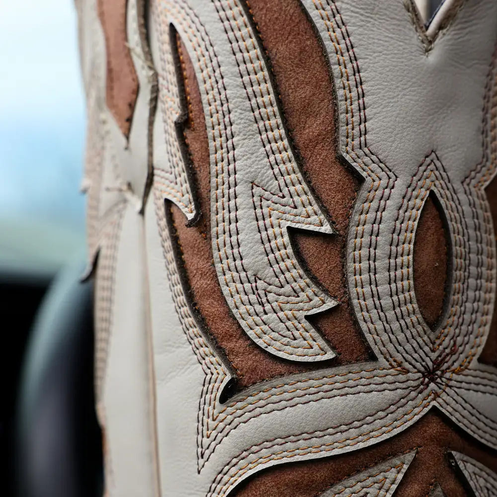 Tan Basketweave Leather Boots - Square Toe