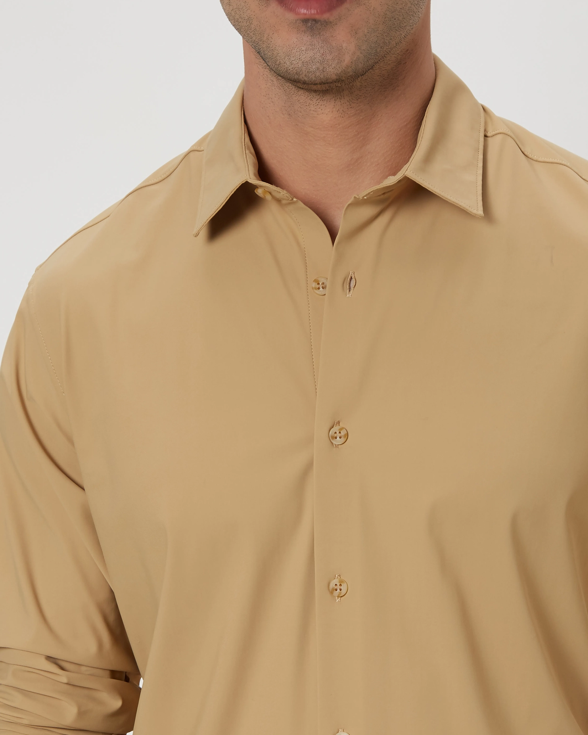 Simple And Comfortable Slim-Fit Breathable Beige Shirt