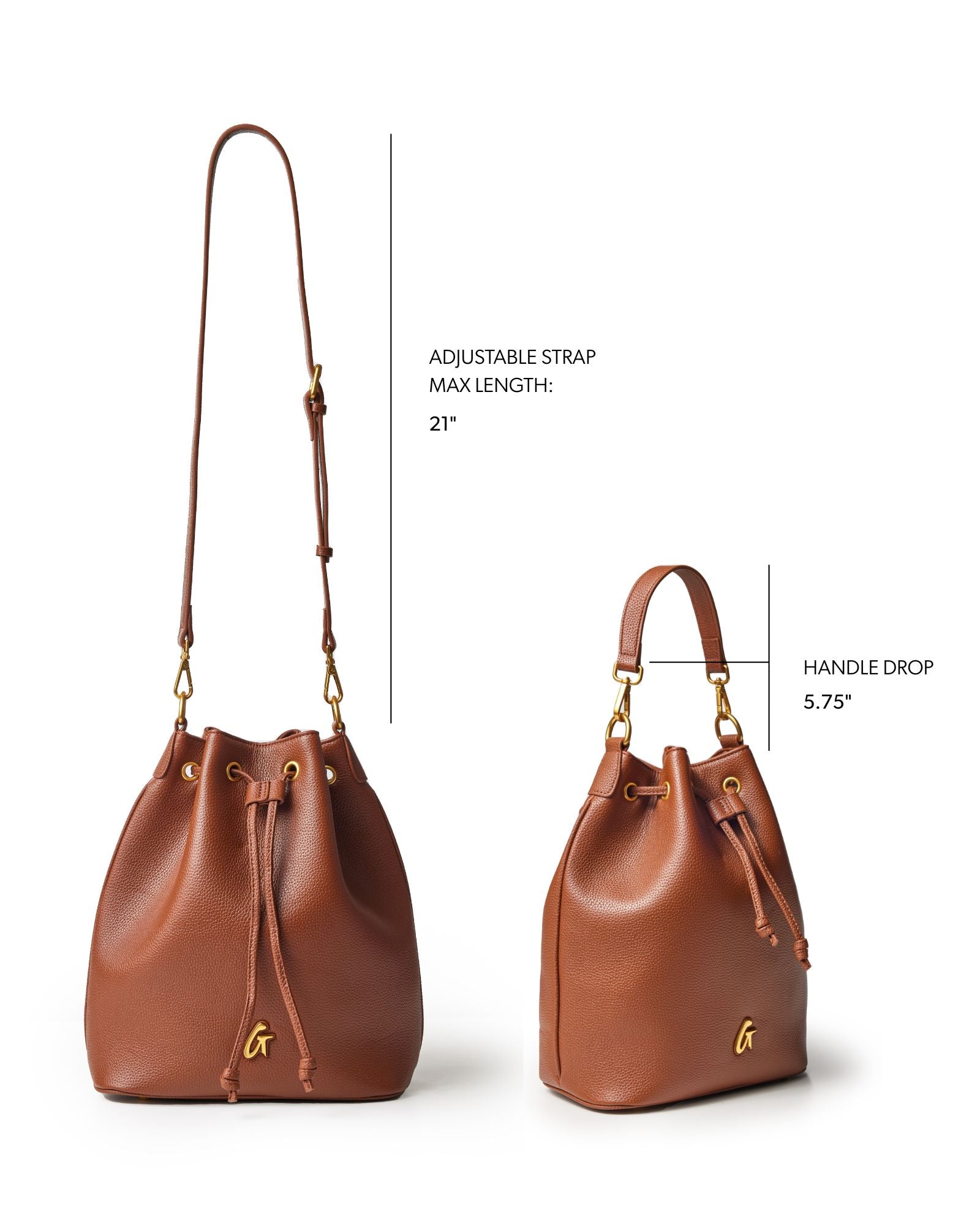 LARGE PEBBLE BUCKET BAG - BROWN