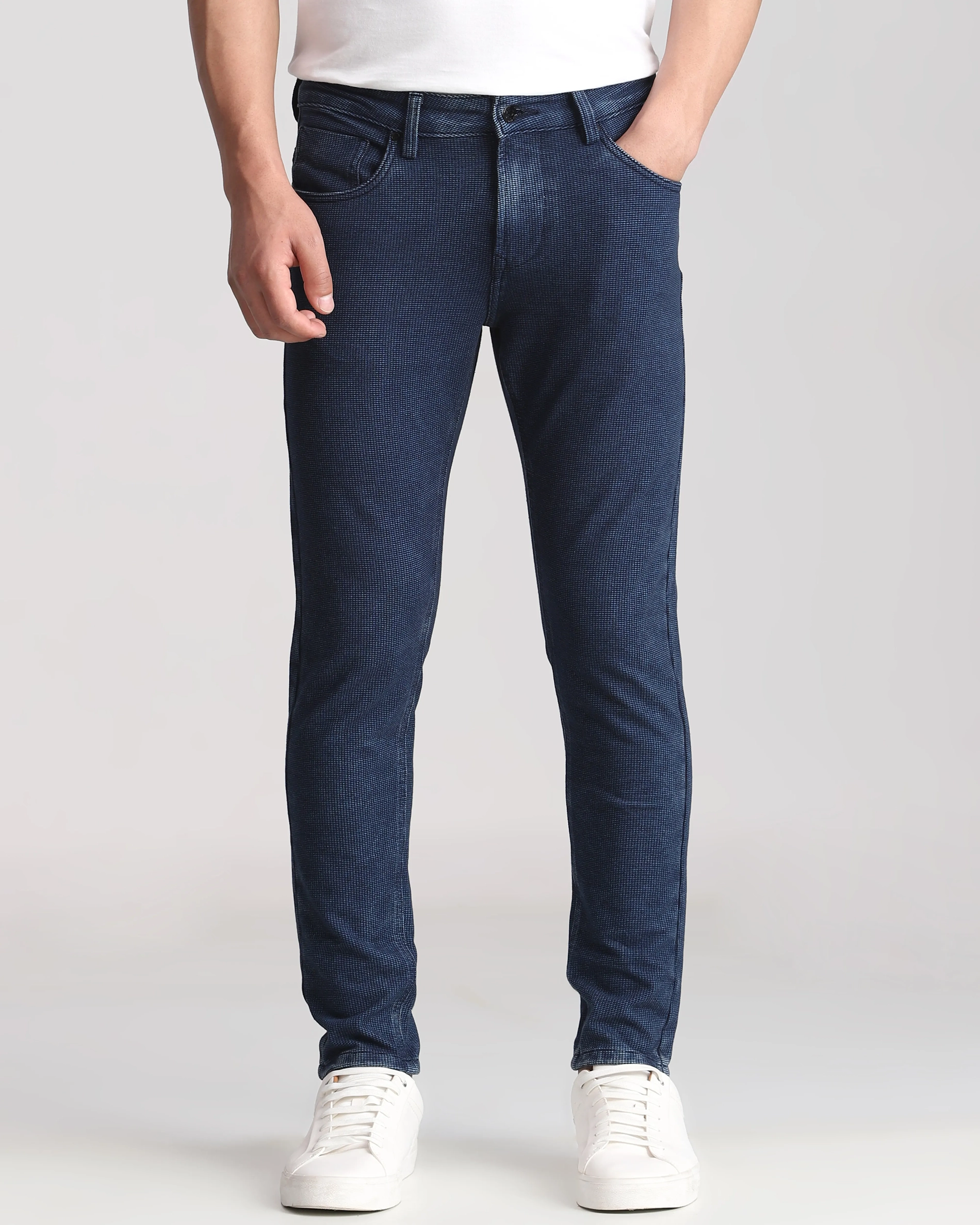 Classic Versatile And Comfortable Straight Mid Blue Jeans