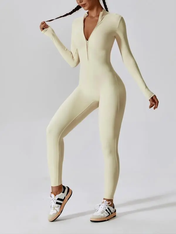 Women's All-Season Zip Sports Yoga Jumpsuit