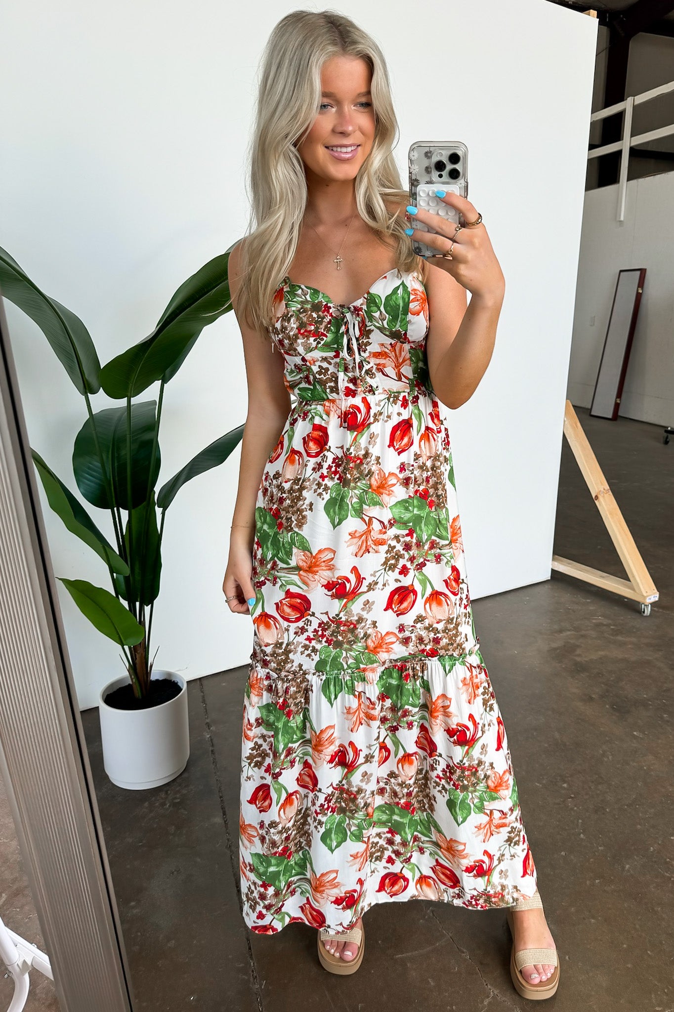 V-Neck Floral Maxi Dress